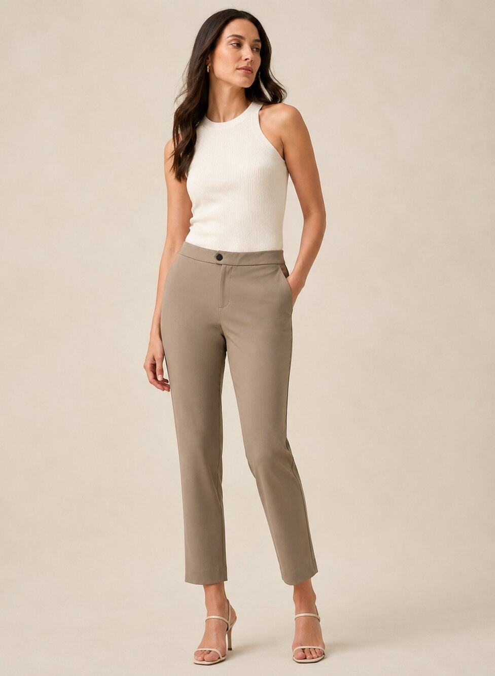 Banana Republic Slim Sculptweave Pant Mushroom